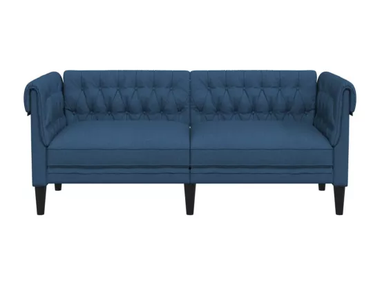 Canapé Chesterfield 2 places bleu tissu