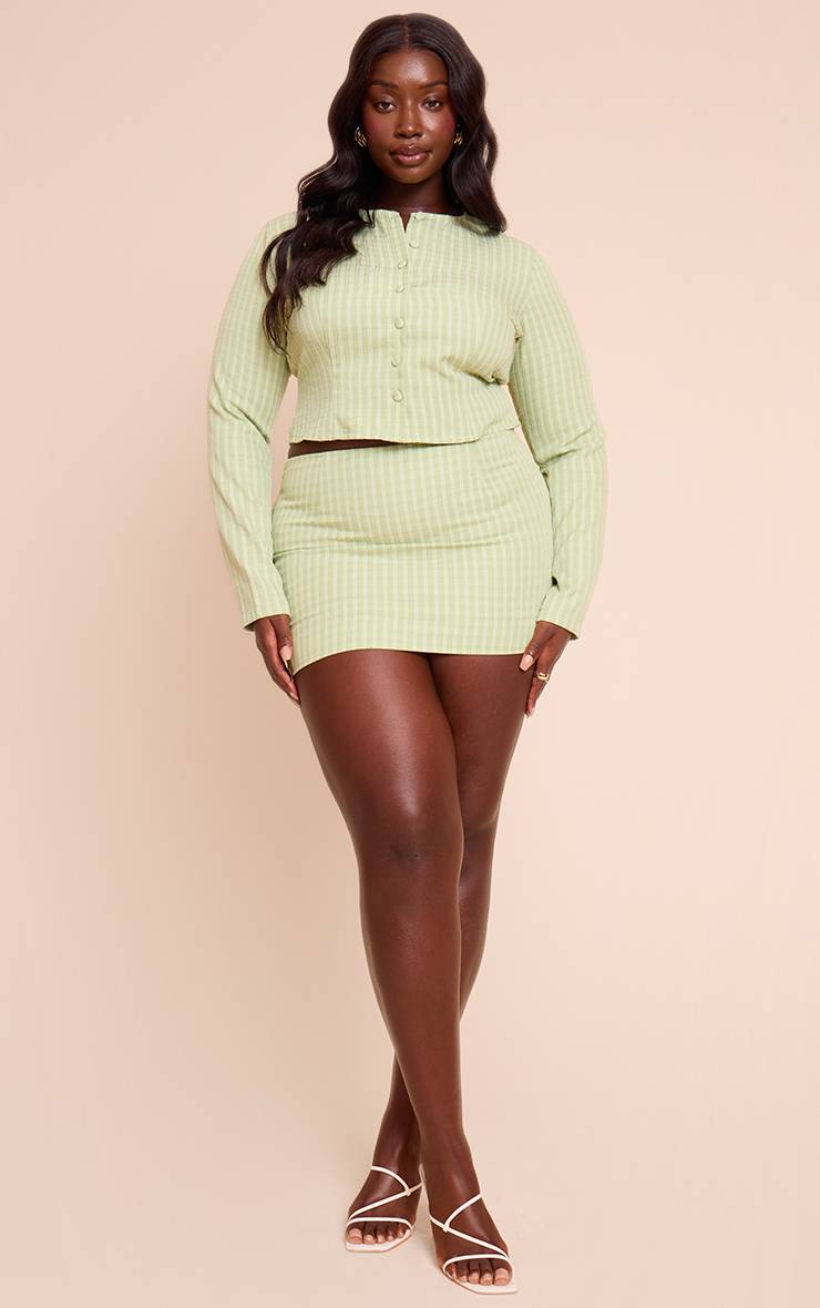 Vert Sauge Ensemble Coordonné Jupe Mini Grande Taille