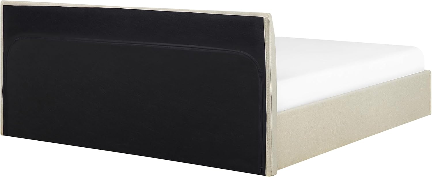Beliani Polsterbett Leinenoptik beige mit Lattenrost 180x200 cm Bettkasten modern Orbey