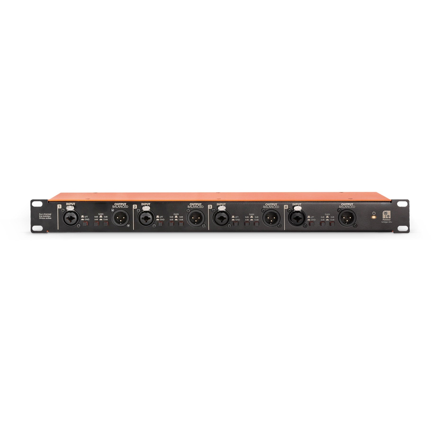 Palmer BRIDGE 4A+ 19 inch 4-kanaals actieve DI box en line isolator