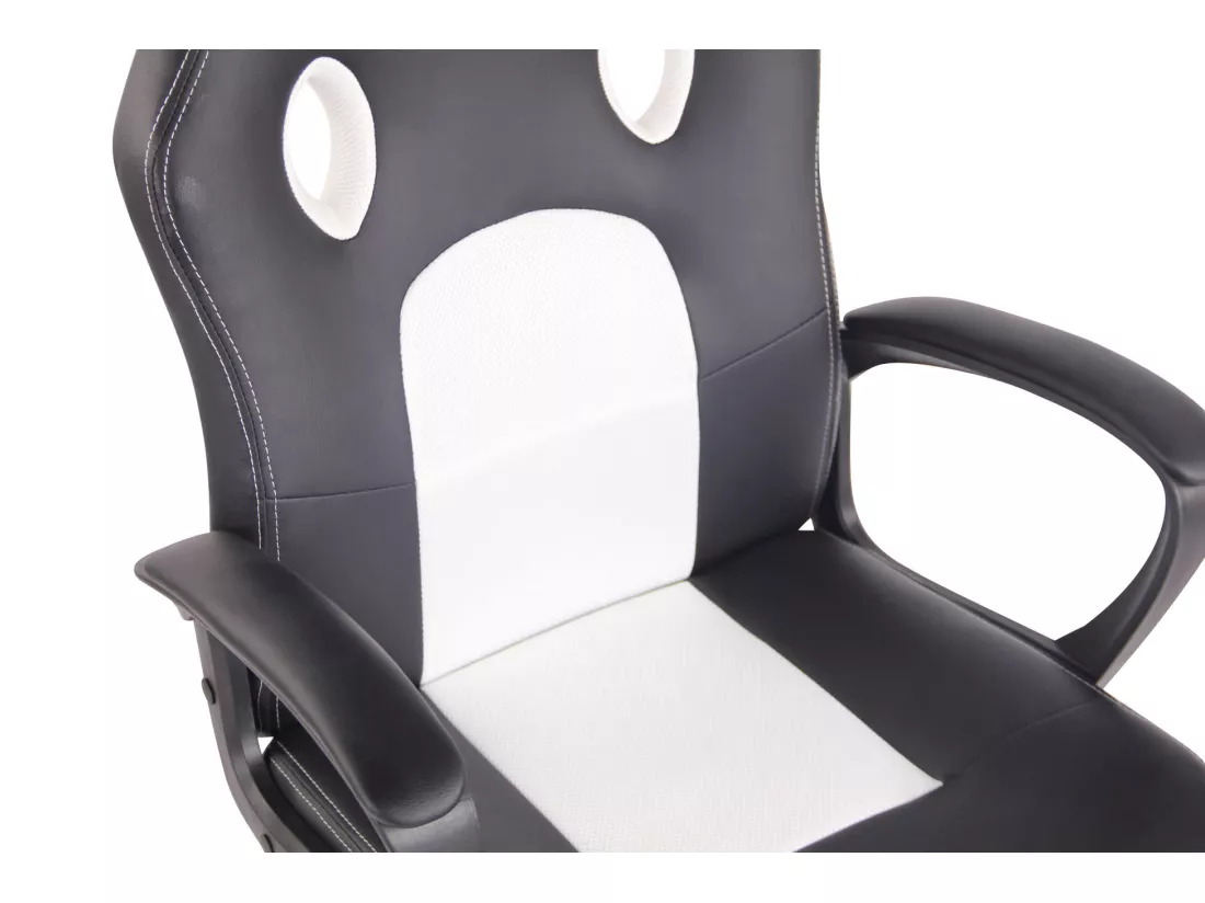 Chaise de bureau - Similicuir & Plastique - Noir / Blanc - Elbing