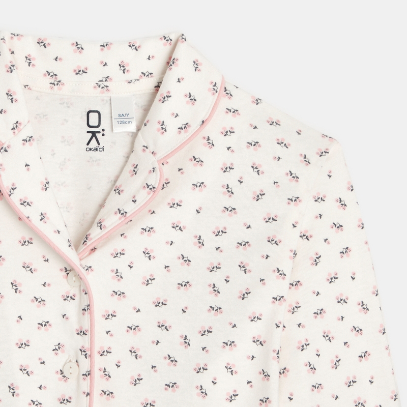 Pyjama en flanelle imprimée rose fille