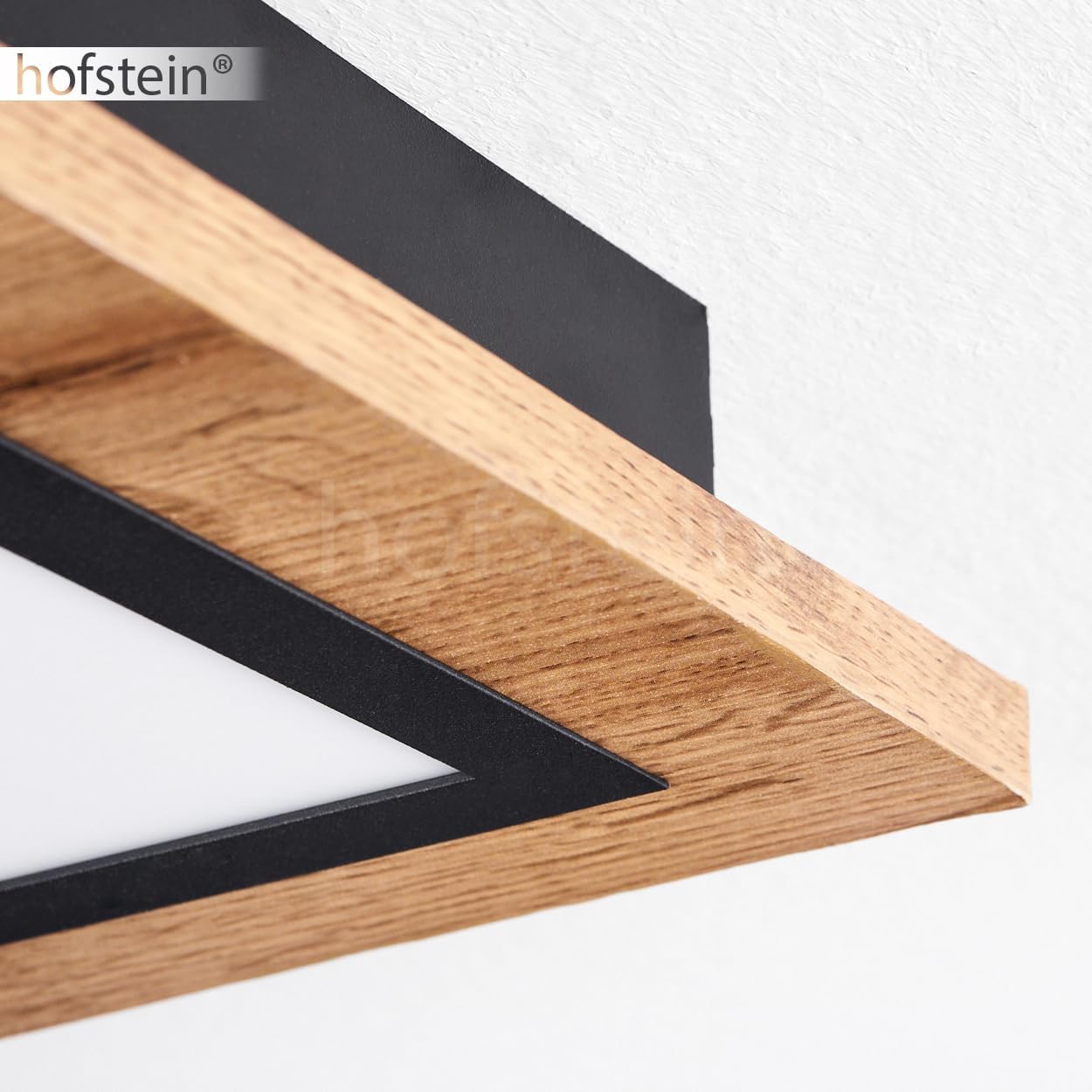 LED Deckenleuchte Salmi, moderne Deckenlampe aus Metall/MDF/Kunststoff in Schwarz/Holzoptik/Braun/Weiß, rechteckige Leuchte (80 cm x 20 cm), 2800 Lumen, 3000 Kelvin, LED 24 Watt