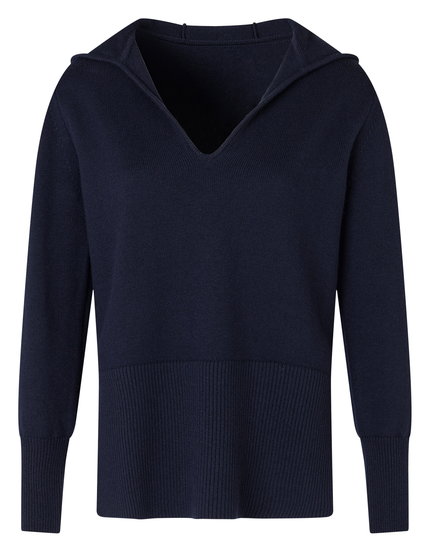 NOVALIE - Pull col V en laine mélangée| Bleu