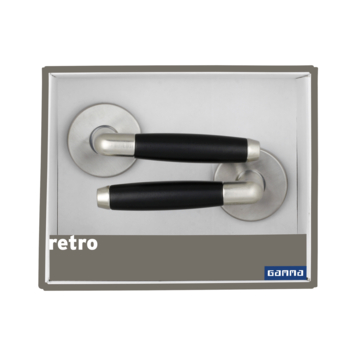 Gamma deurkruk set Retro rond rozet RVS look messing
