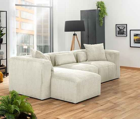 Ecksofa mit Longchair »Lenata«, creme, links