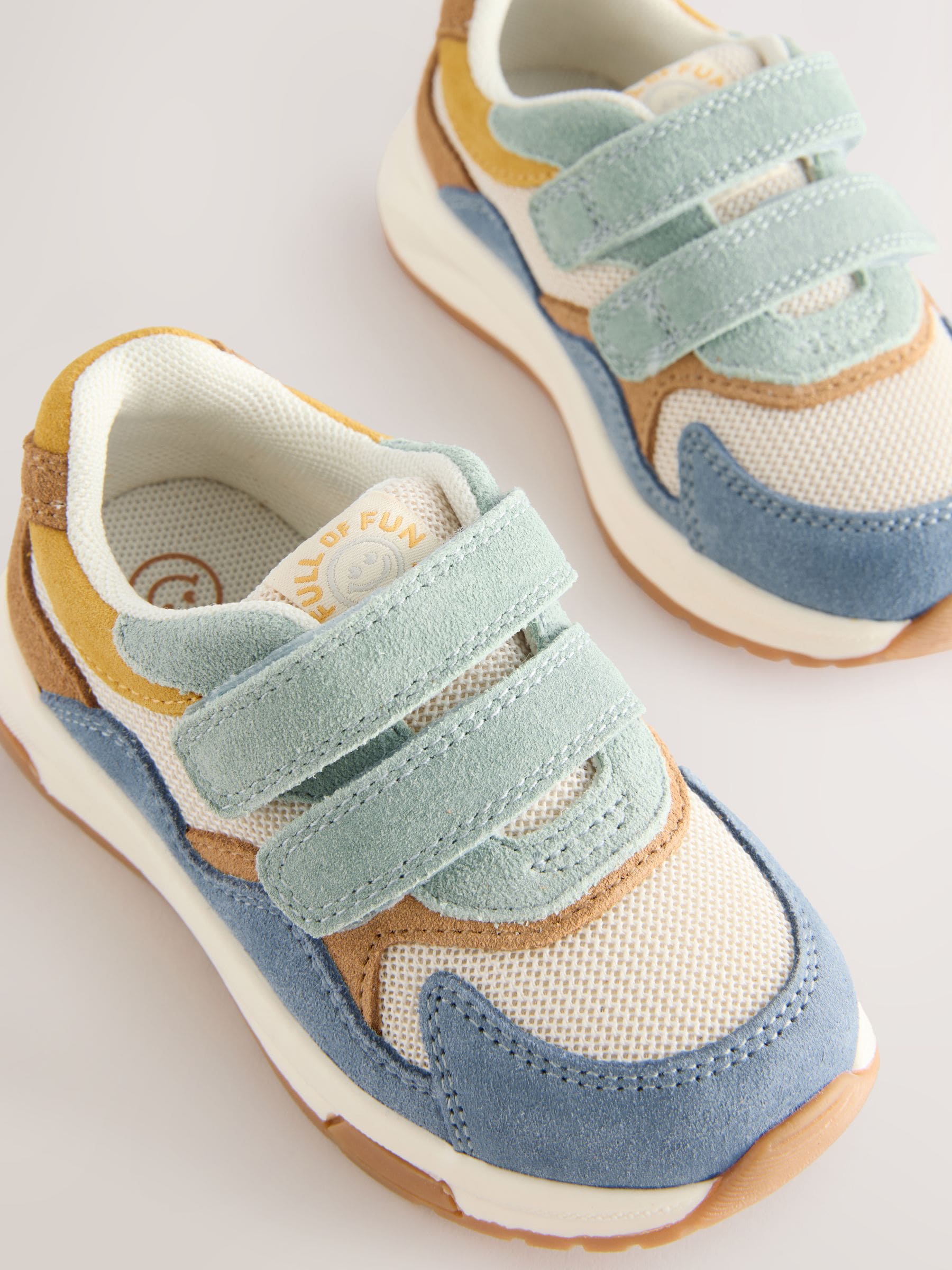 Blauw meerkleurig - Suède Trainers met Touch Fastening