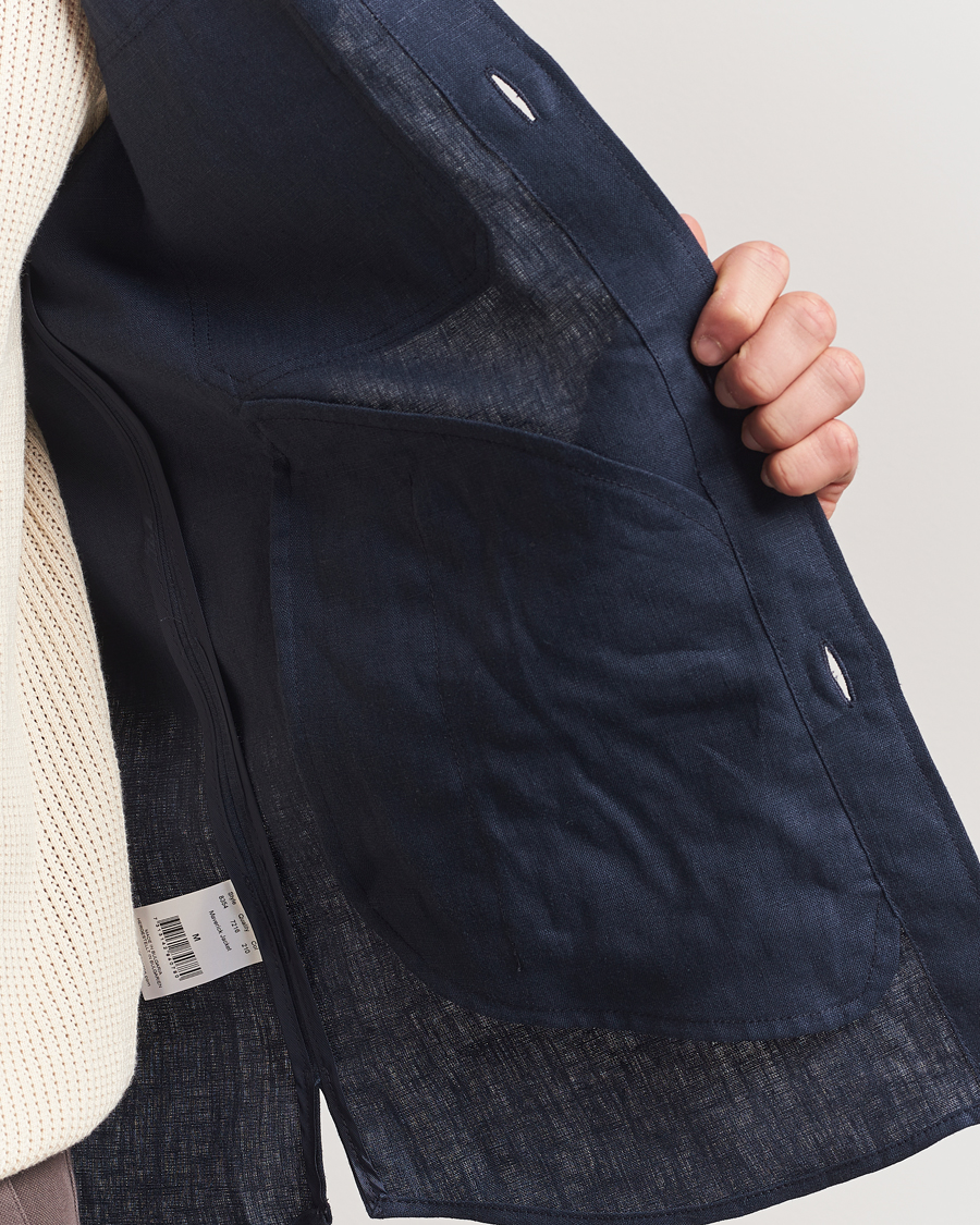 Oscar Jacobson Maverick Linen Shirt Jacket Navy
