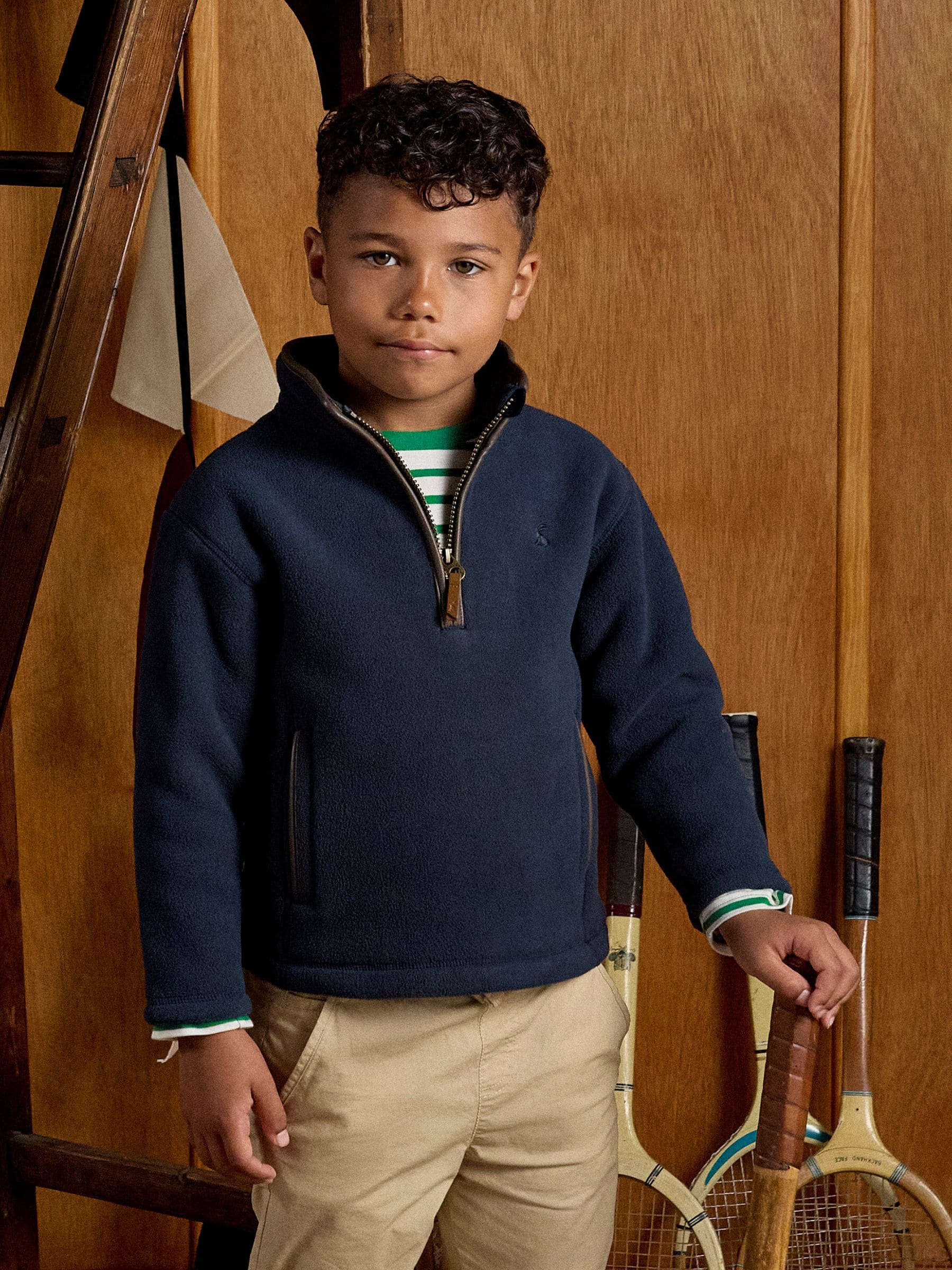 Joules Kids' Heritage fleece met kwartrits