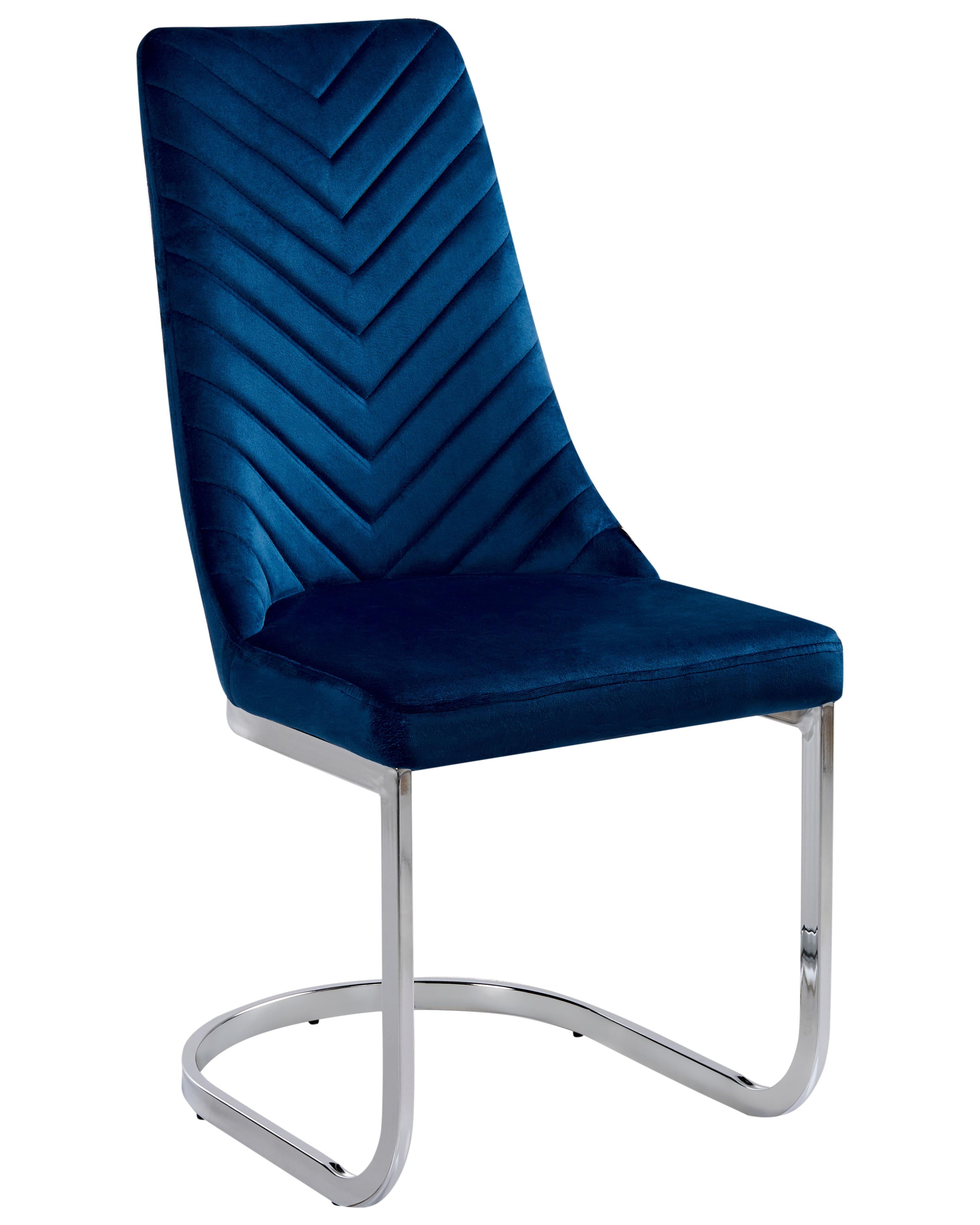 Set van 2 eetkamerstoelen ALTOONA Fluweel Marineblauw