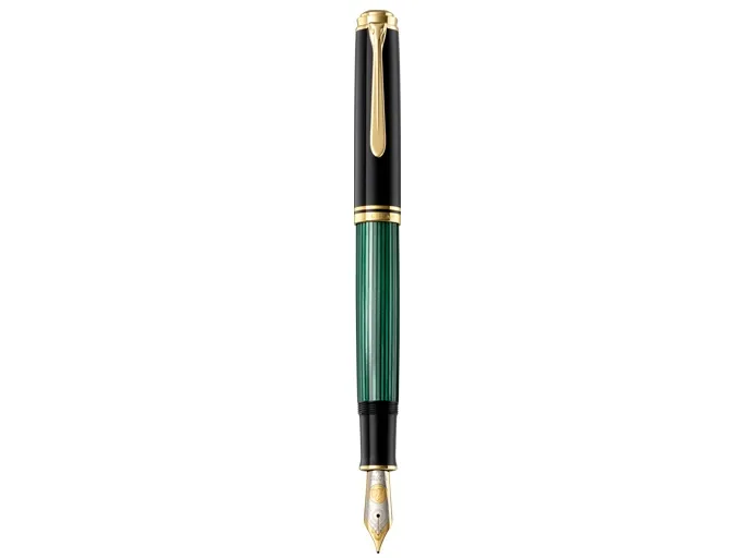 Pelikan Souverän® 1000, Sort, Guld, Grøn, Indbygget påfyldningssystem, Guld/Rhodium, Bold, Ambidextrous, Tyskland