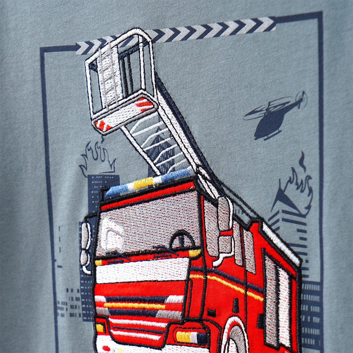 Topolino Jungen T-Shirt mit Feuerwehr-Applikation dunkelgrün