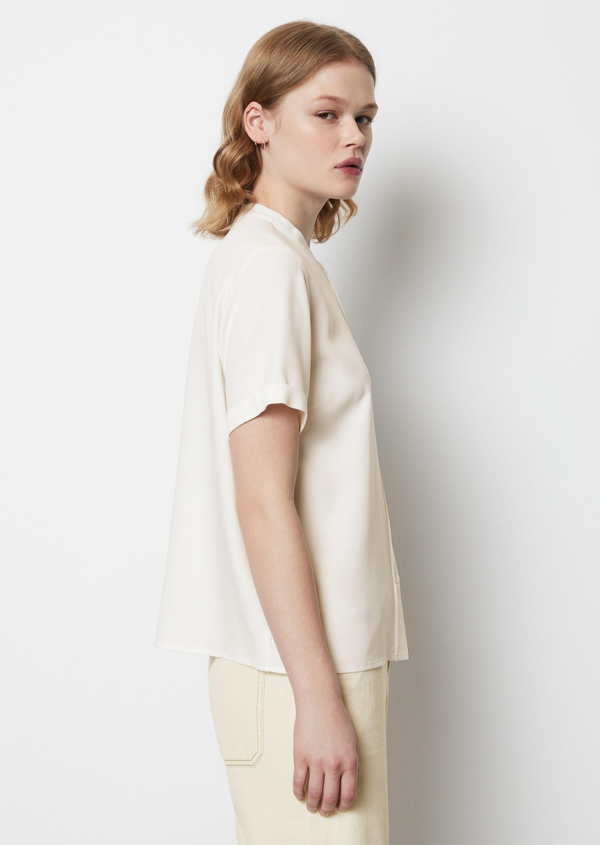 Stehkragen-Bluse regularaus Tencel™ Lyocell