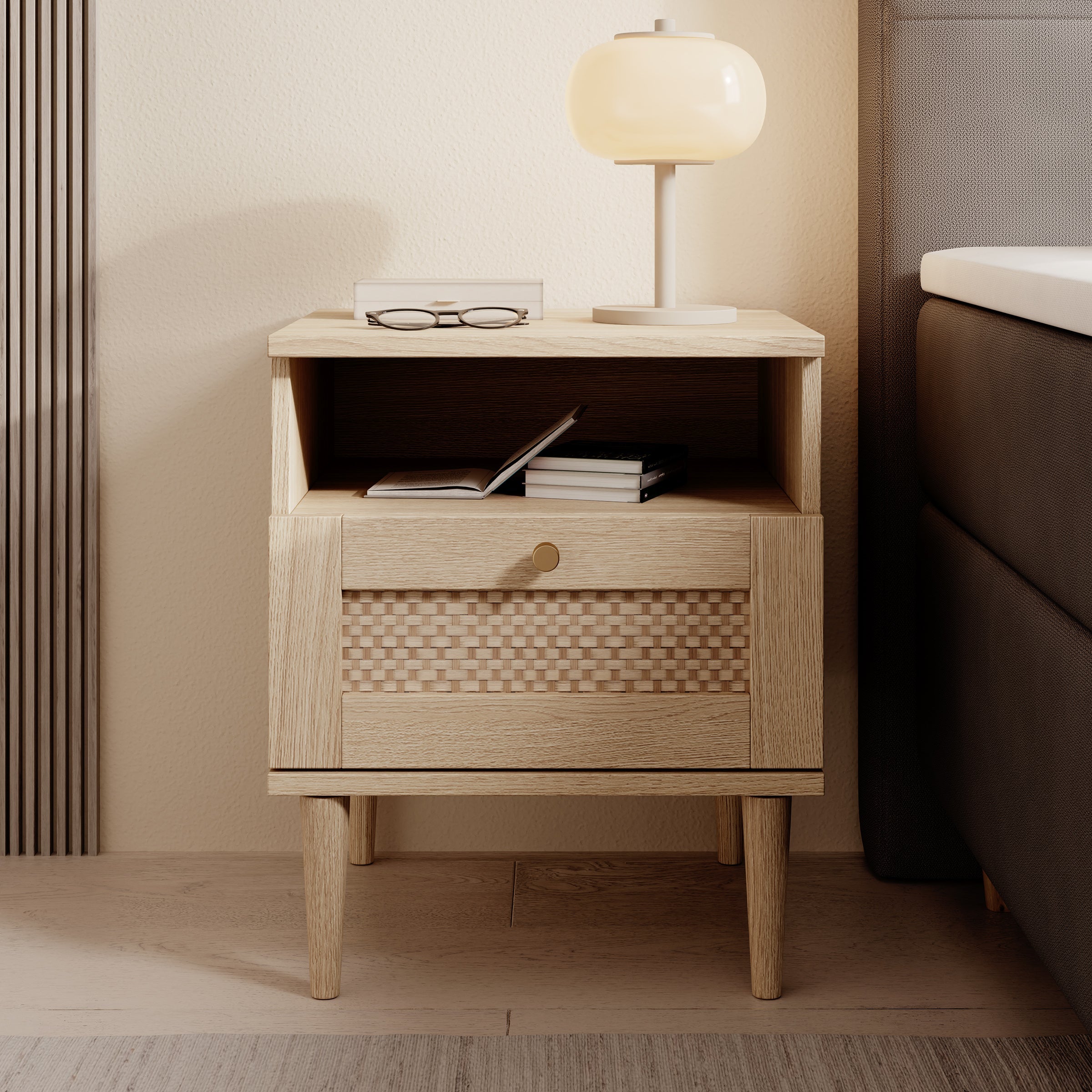 Meubella - Crimson - Nachtkastje - Eiken - 45x41x55 cm