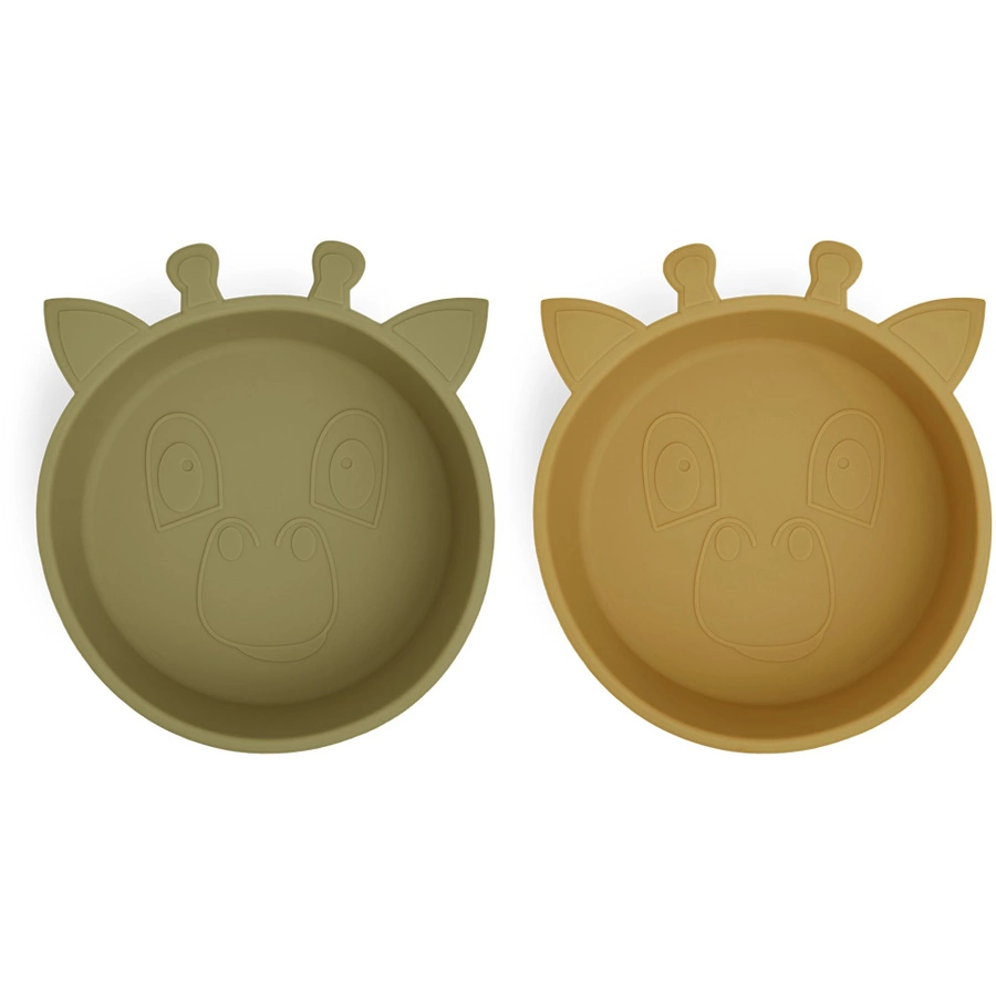 nuuroo Schüssel Silikon Alex Giraffe 2 Stück, Olive greenDusty yellow