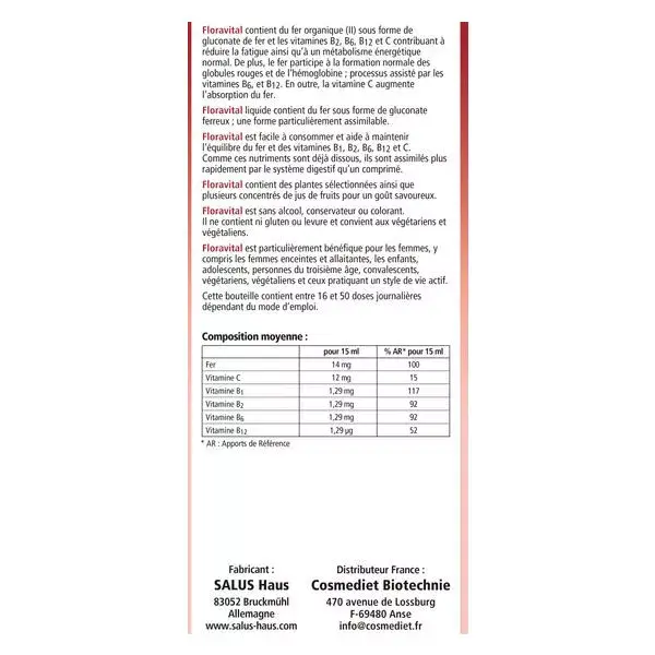 Salus Floravital Tônico Ferro + Ervas 250ml