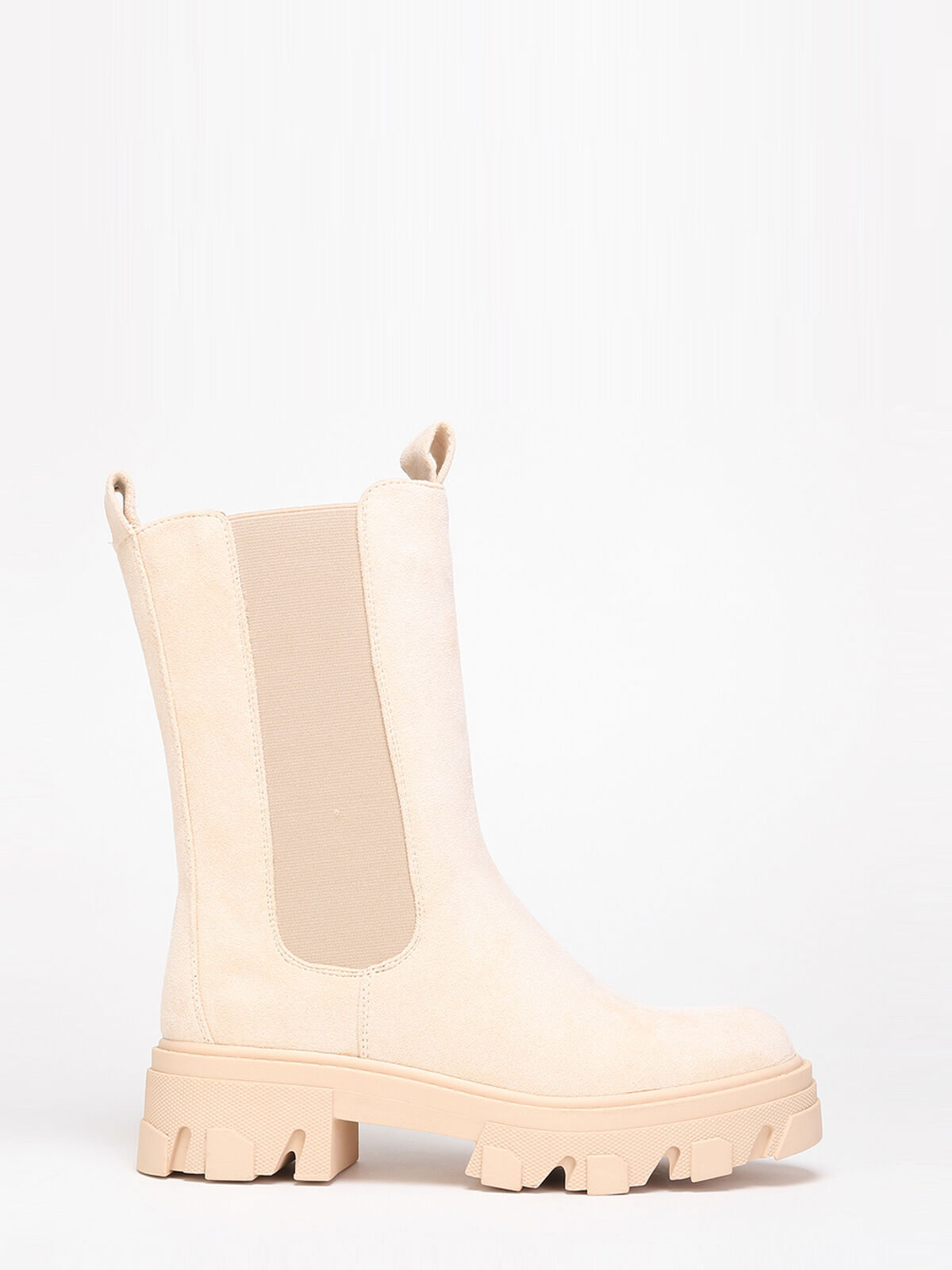 Bottines style chelsea en suédine- Beige