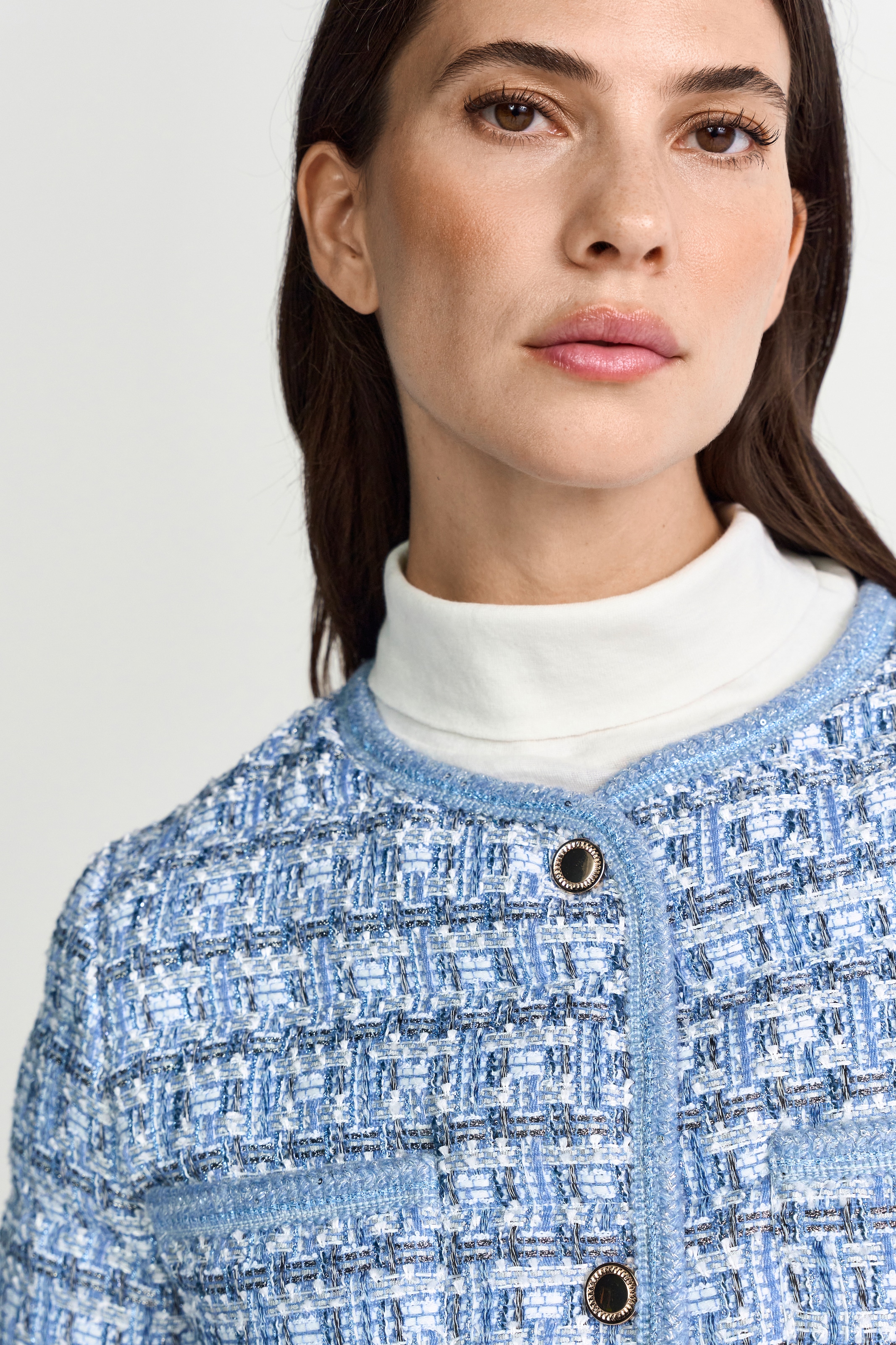 RICHROYAL Kurzjacke Boucle Optic, leicht wattiert, kastiger Schnitt, Glitzerfäden