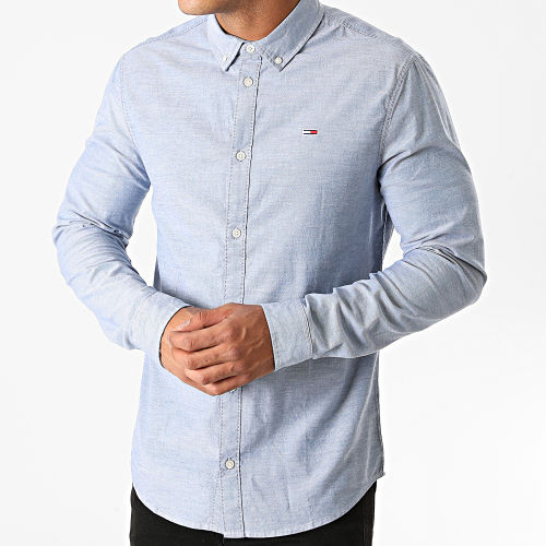 Chemise Manches Longues Stretch Oxford 9594 Bleu Clair Chiné