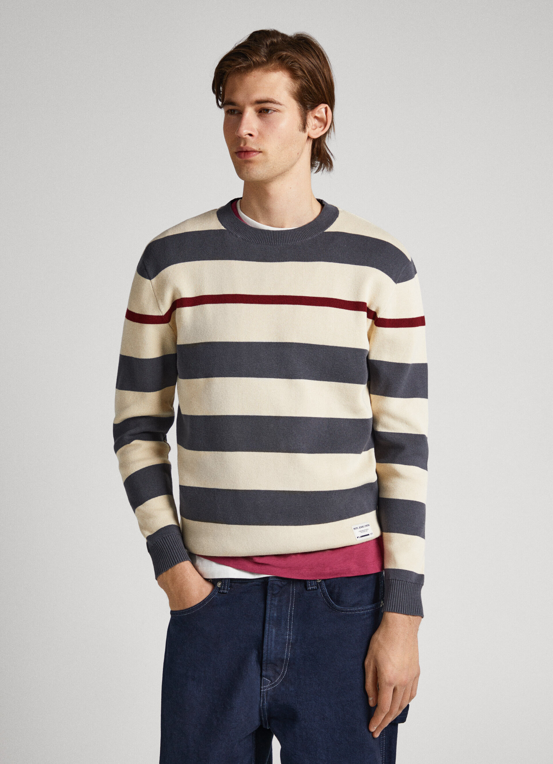 Camisa listrada estilo bretão - cinza trovão