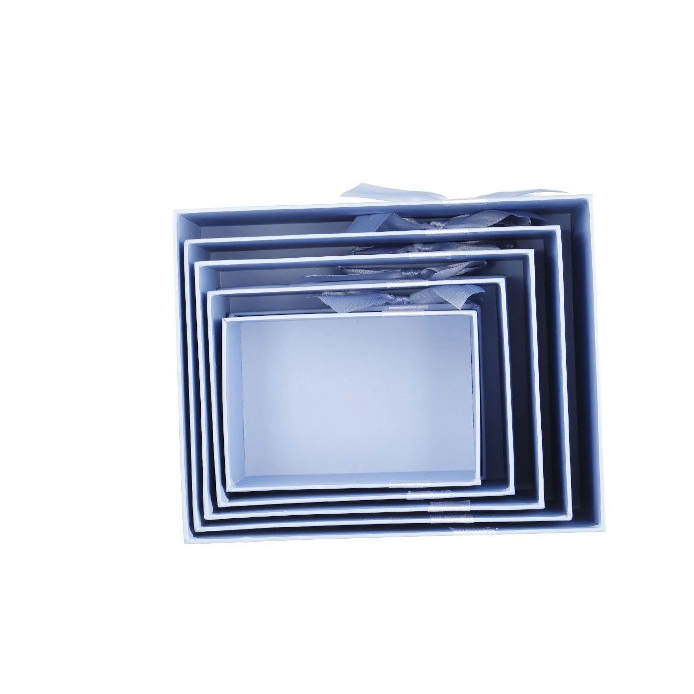 5er Set Geschenkkarton Schleife, rauchblau