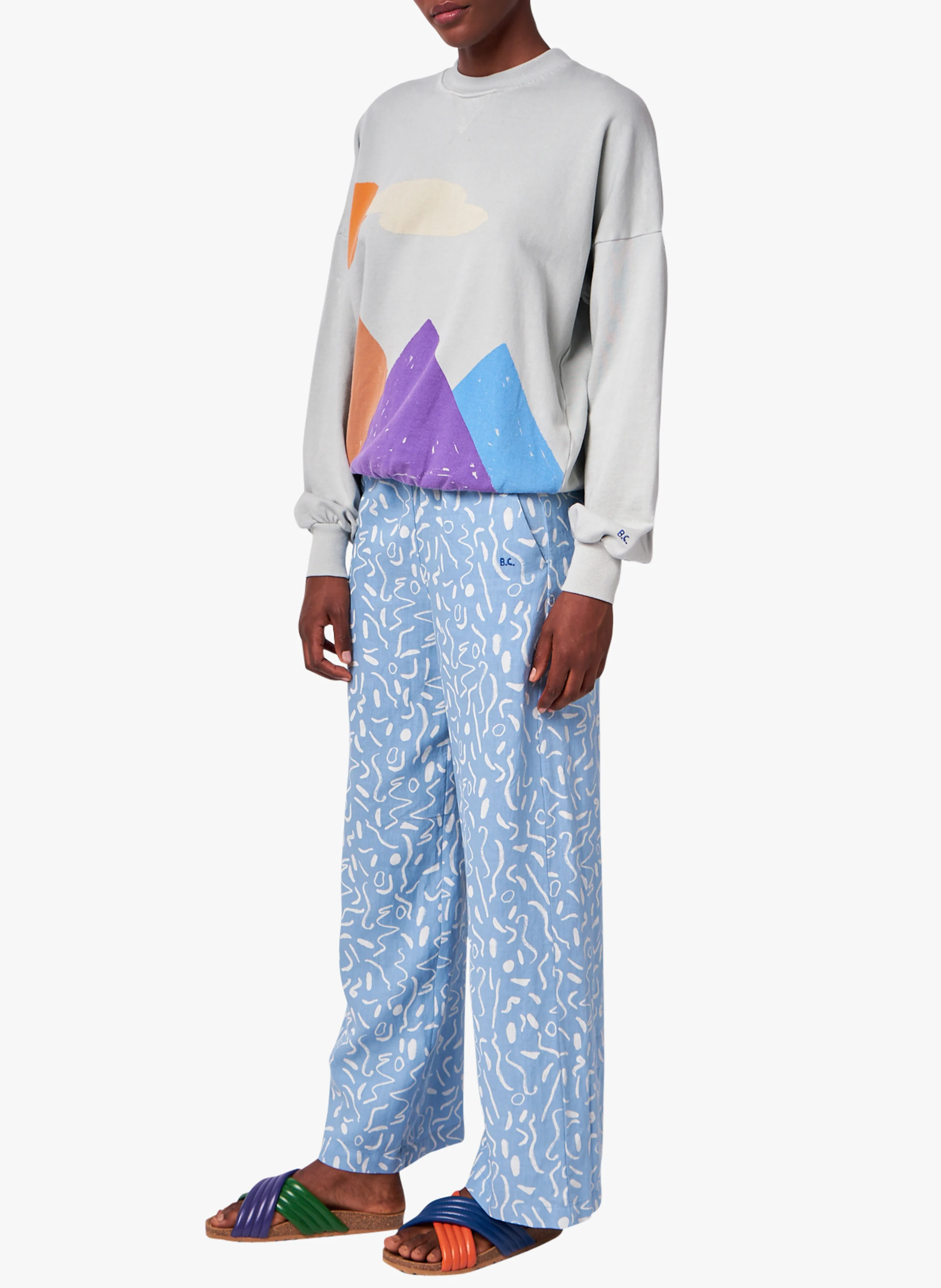 Pantalon droit imprimé | Bleu