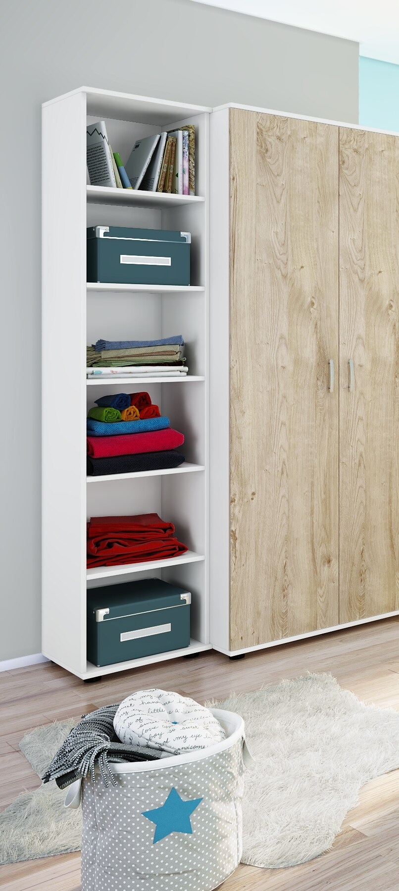 nonjoo. Babyzimmer Hanna hohes Regal mit 6 Fächern