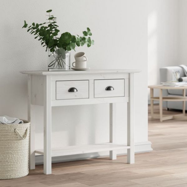 Consola de Entrada Outo em Madeira de Pinho Branco Design Bohémio