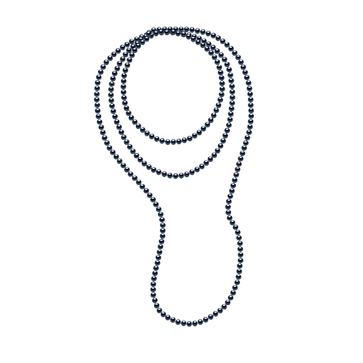 Sautoir OPERA Perles d'Eau Douce 6-7 mm Noires Longueur 160 cm