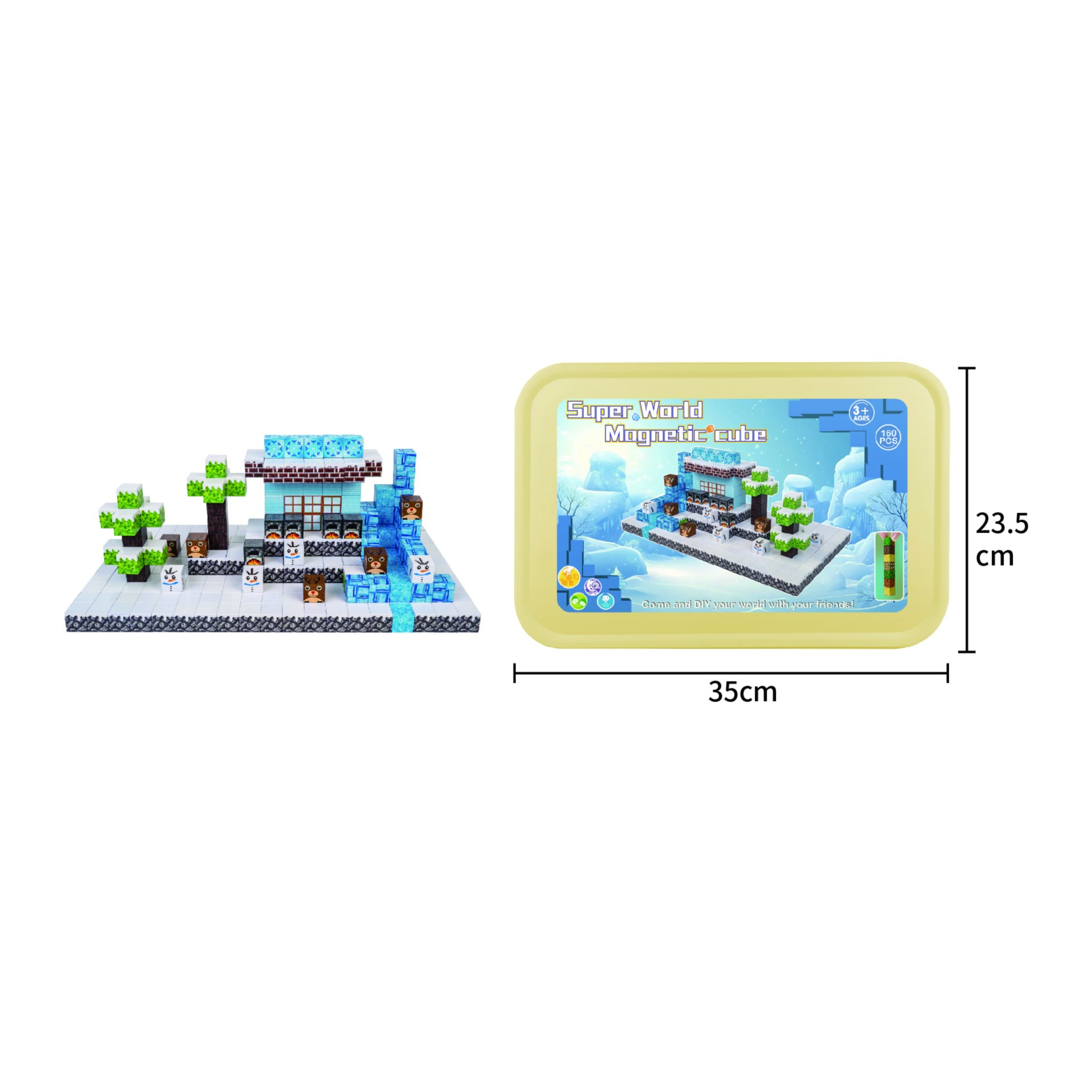 (160-tlg. Set) Magnet Würfel Bausteine DIY Kinder Spielzeug Magnetische Miniatur Welt Lernspiel - Schnee Welt