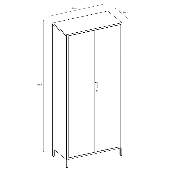 Armoire haute en métal noir GoodHome Rand H. 180 x L. 80 x P. 40 cm