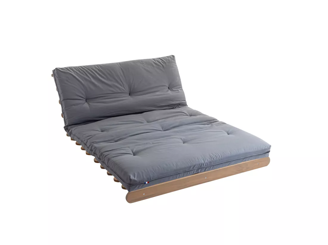 Matelas futon coeur en mousse à mémoire de forme, gris clair 90x200
