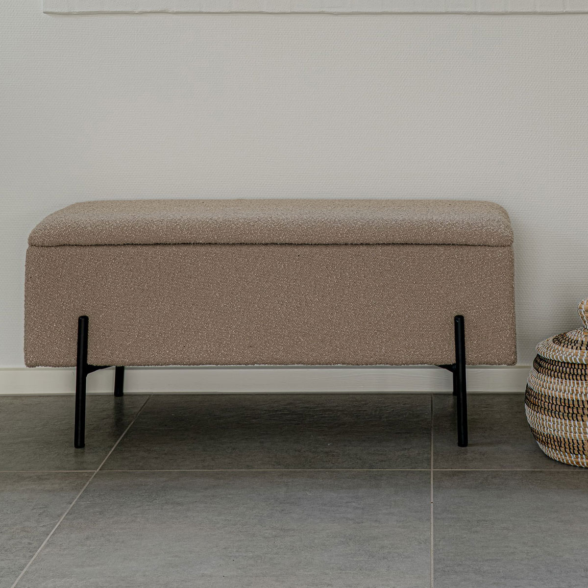 Bankje Marlou met opbergruimte bouclé Beige