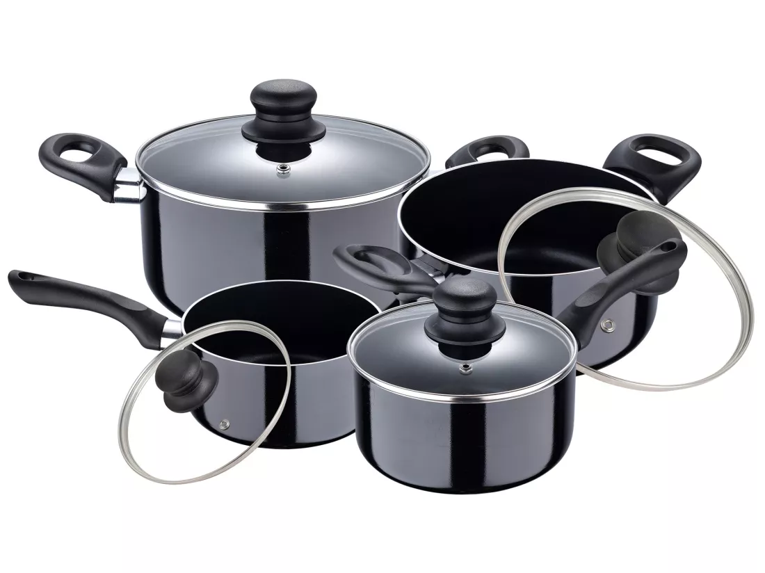 Set de batteries de cuisson à châtiment + ustensiles de cuisine en bambou 3 pc