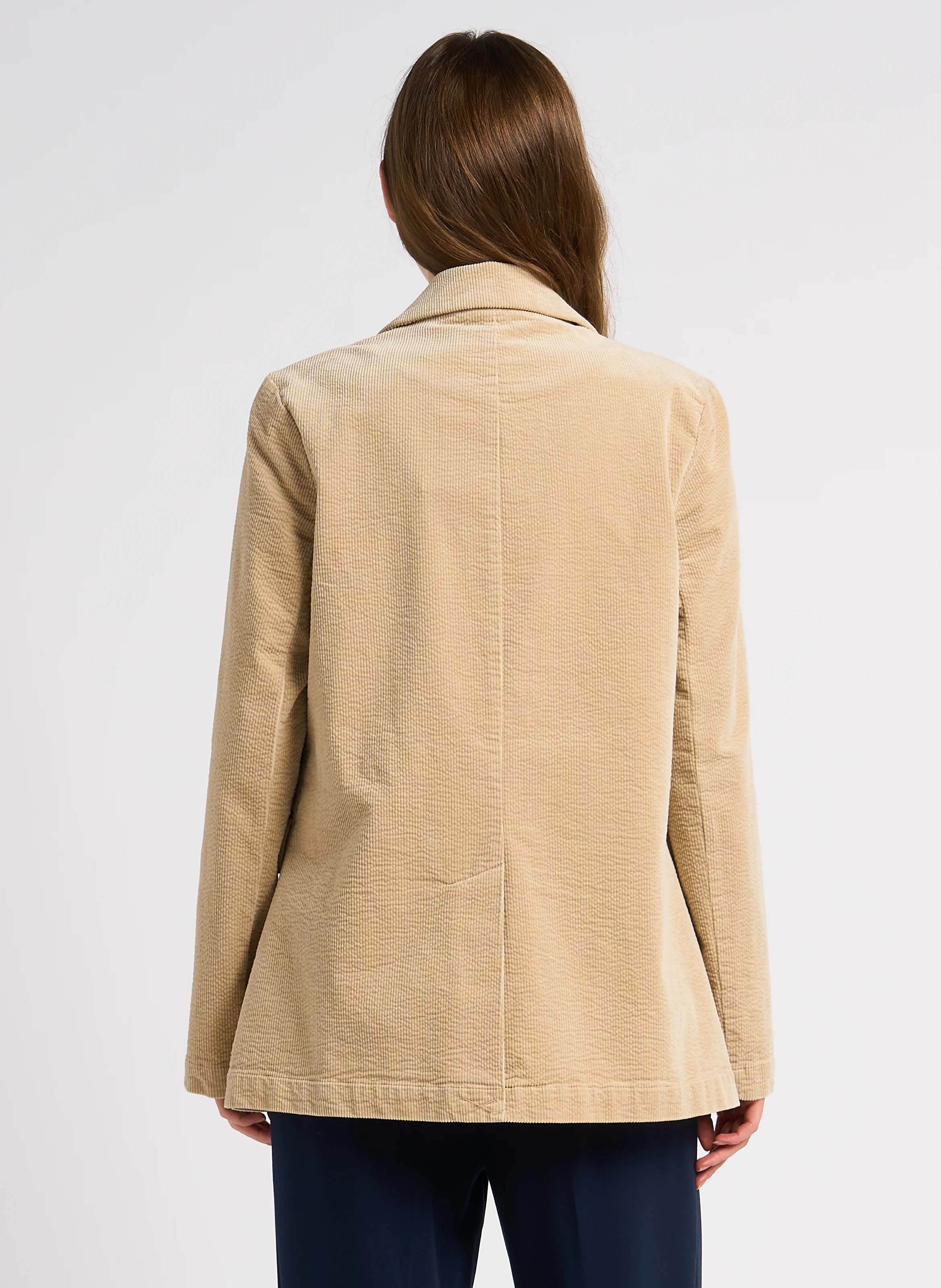 Blazer droit en coton velours| Beige