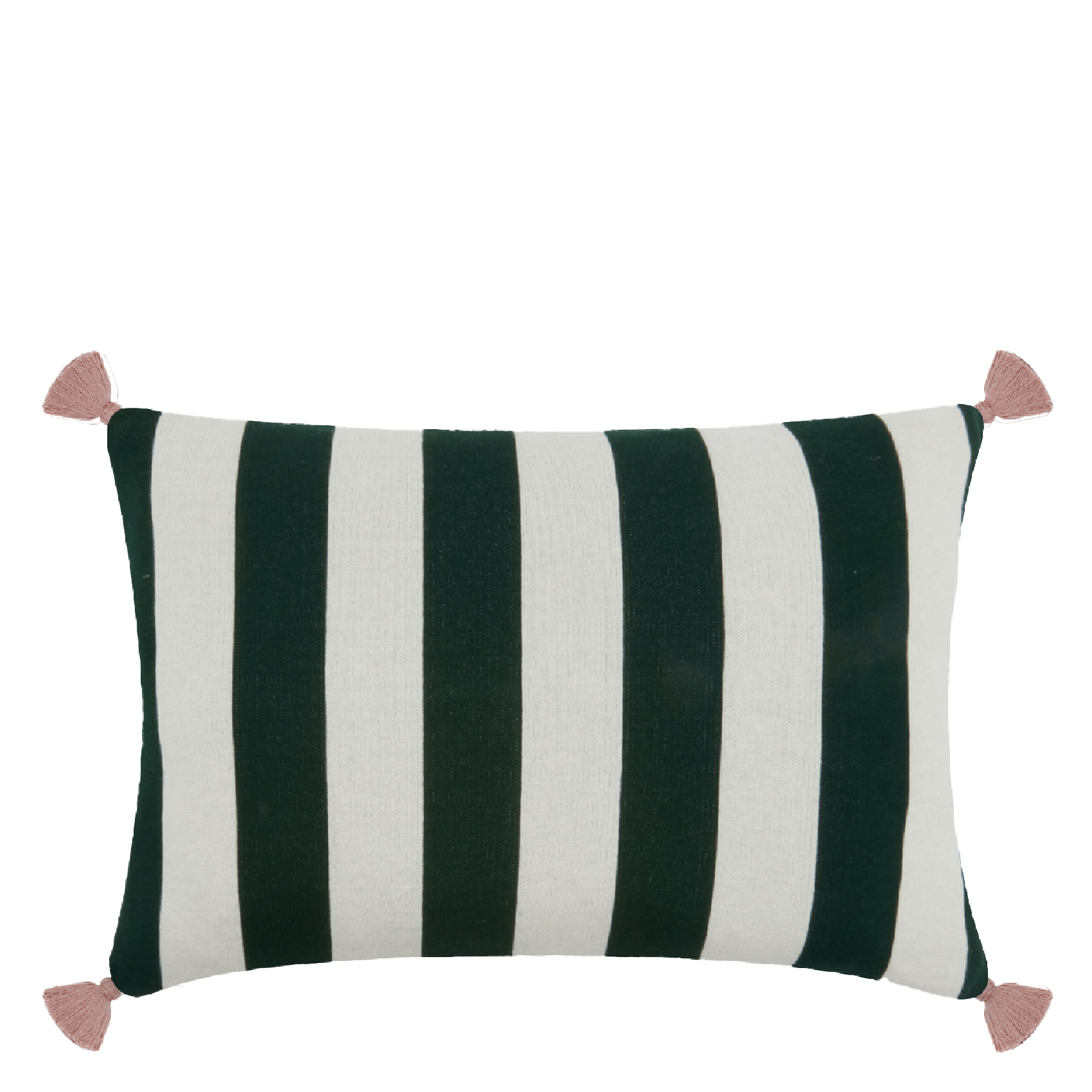 Housse de coussin 60x45cm à rayures en coton | Vert