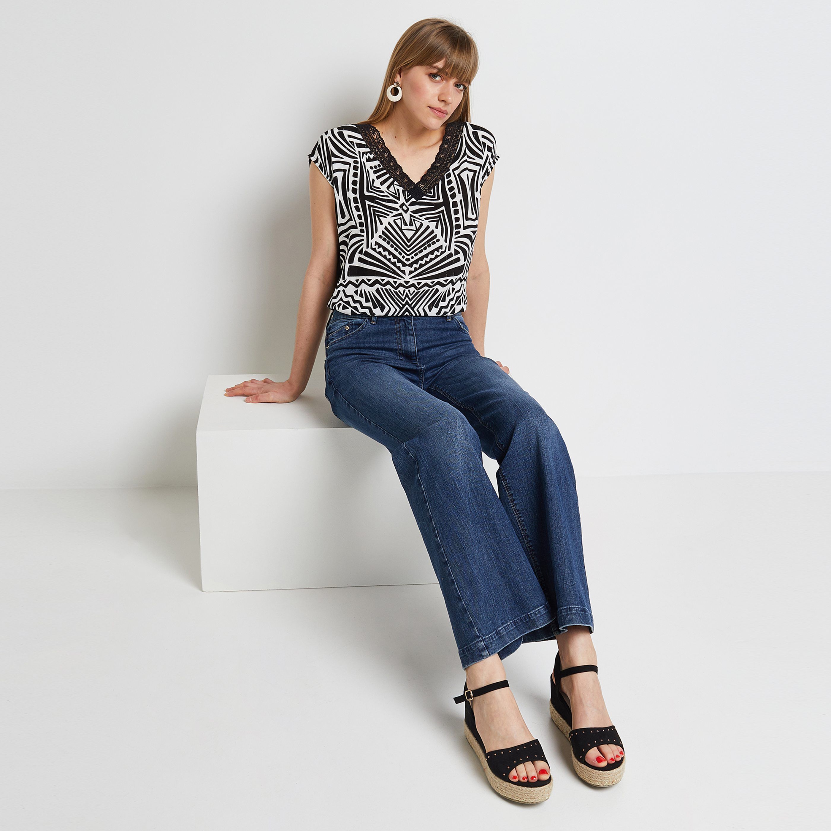 Tshirt imprimé femme - NOIR