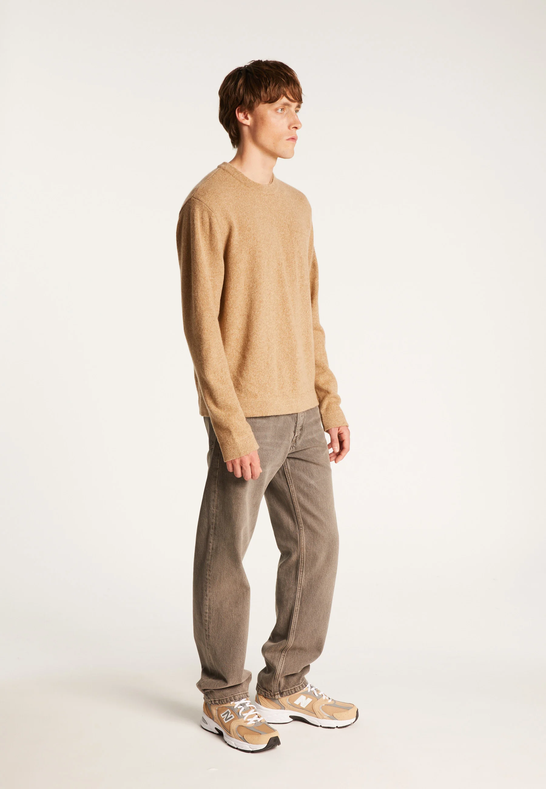 TYLANAH24 - Pull col rond en laine et cachemire | Marron