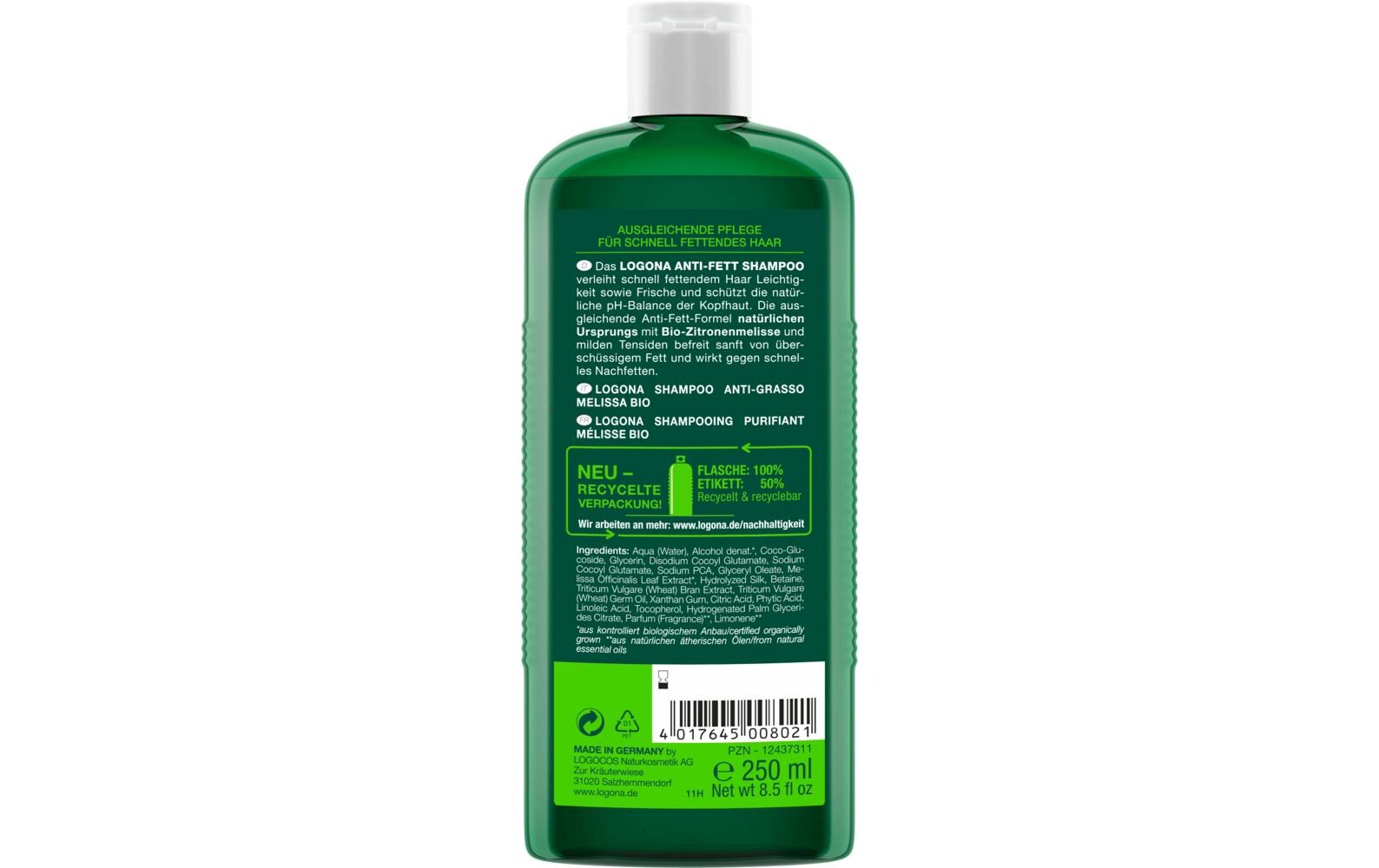 Shampoo Anti-Fett 250 mlEntfettendes Shampoo mit Zitronenmelisse