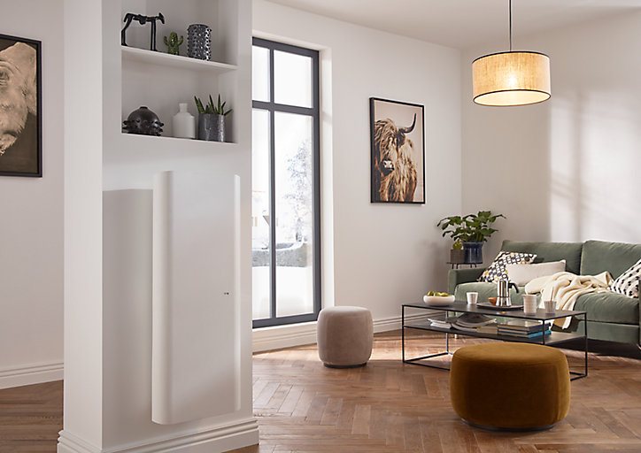 Radiateur connecté électrique à inertie sèche GoodHome Florya blanc 1000W vertical