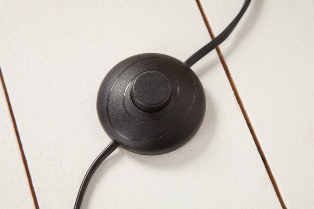 Design Stehlampe ELEMENTS 147cm schwarz Baumwollschirm Fuß mit Massivholz