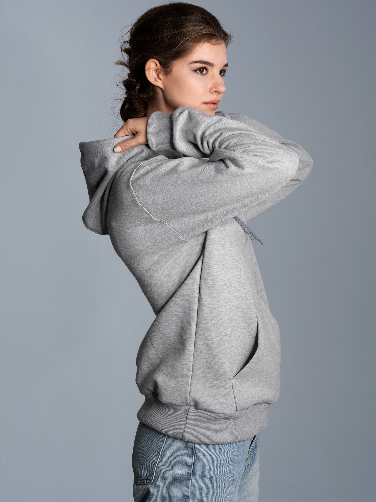 Hoodie aus SweatqualitätGrau-melange