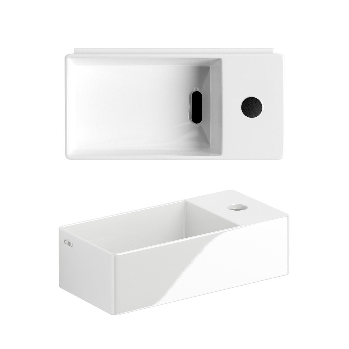 Clou New Flush 3 keramische fontein 35cm met kraangat rechts wit glans