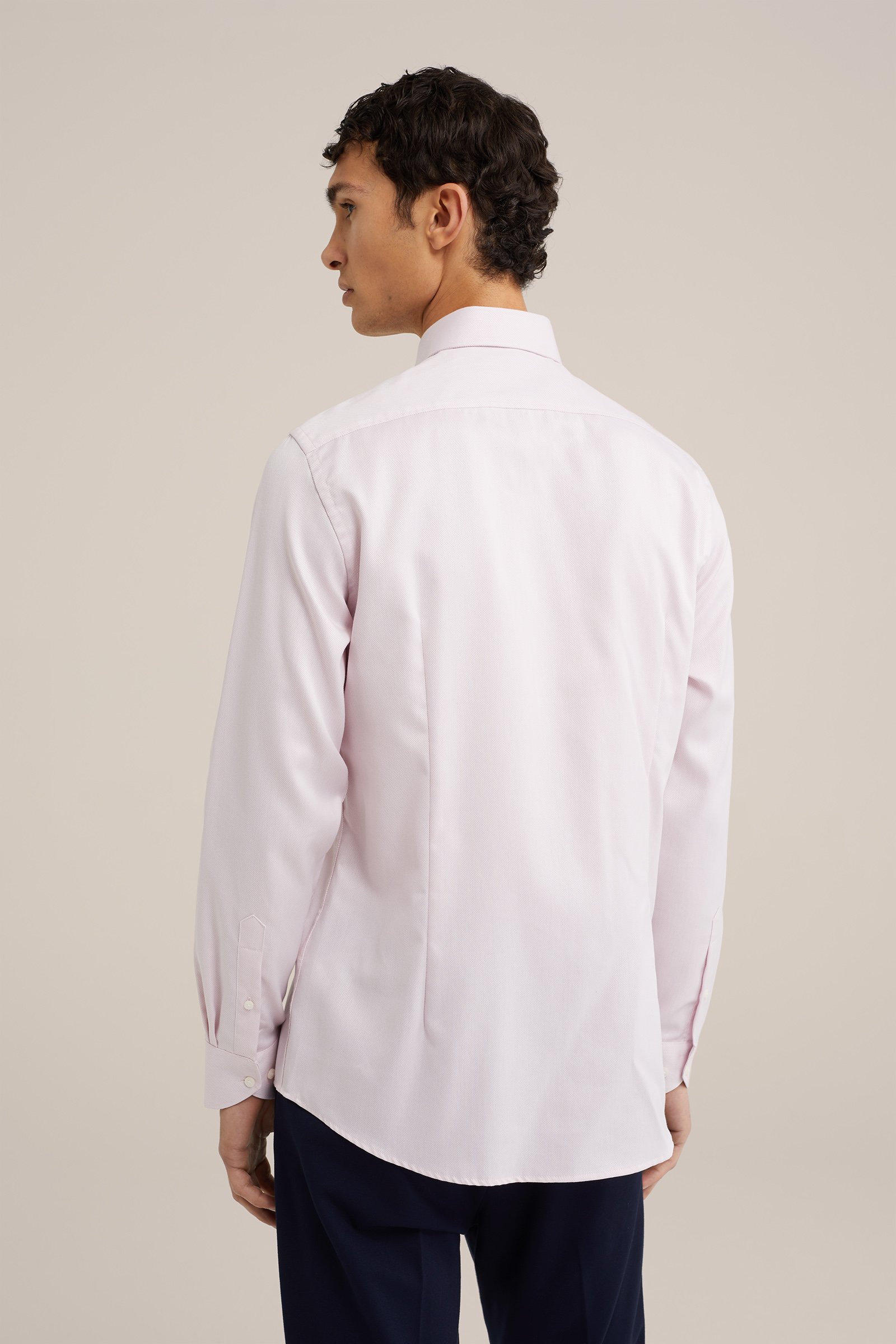 slim fit overhemd met structuur WE Fashion Lichtroze