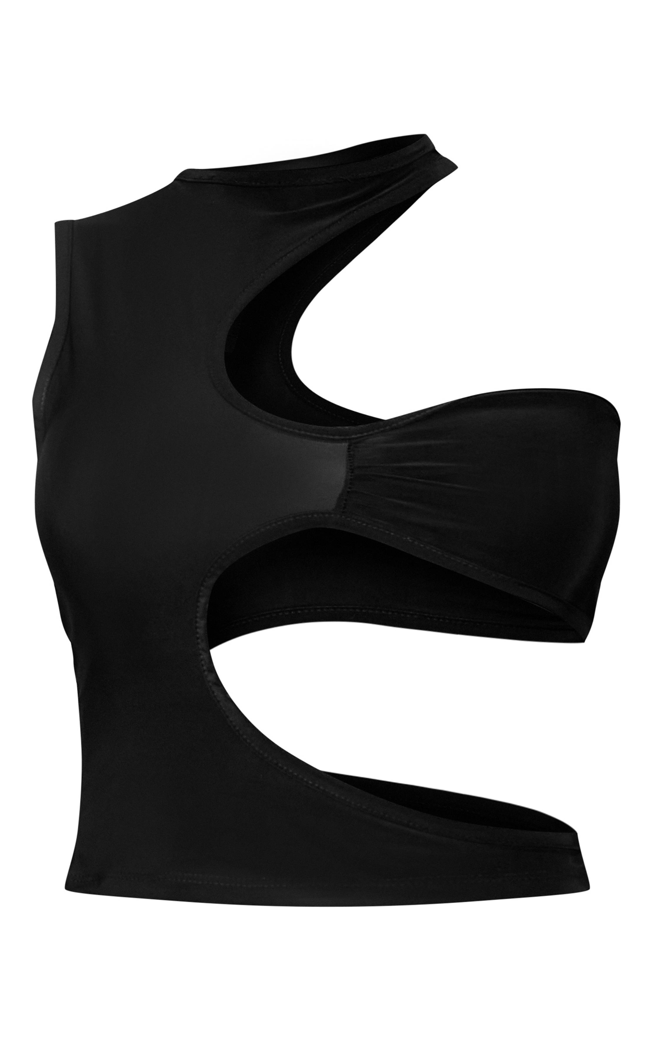 Haut Court Asymétrique En Tissu Slinky Avec Découpes