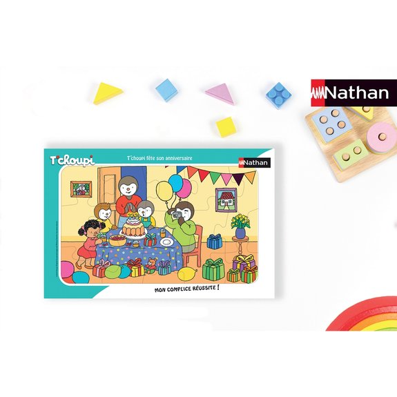 Puzzle-cadre 15 pièces Nathan - T'choupi fête son anniversaire