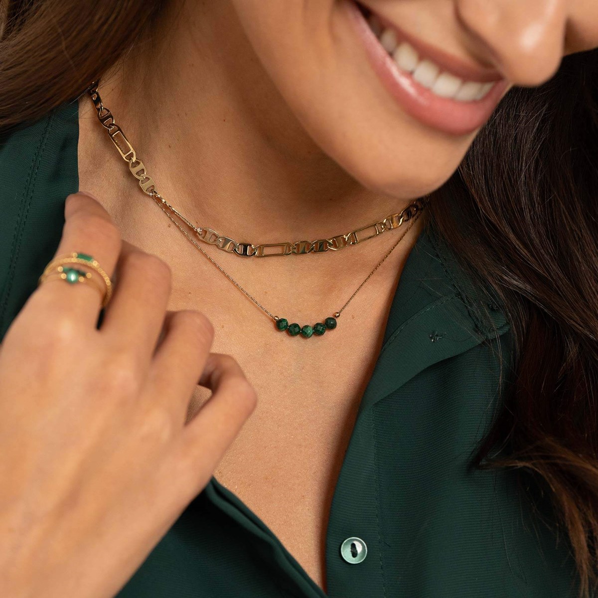 Collier Isa Pierres Malachite