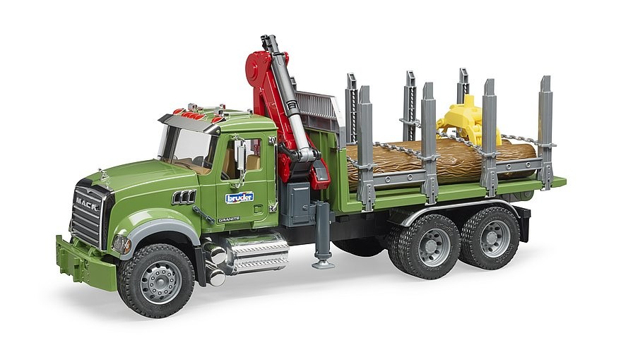 Bruder - MACK Granite Timber lastbil med læssekran og 3 kufferter (02824)