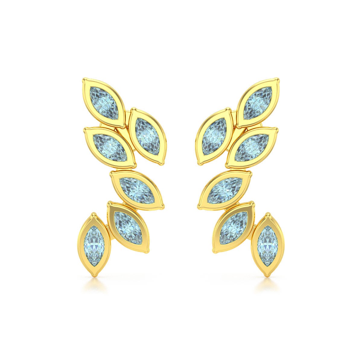 Boucles d'oreilles ADEN Or 585 Jaune et Aigue-Marine 1.71grs