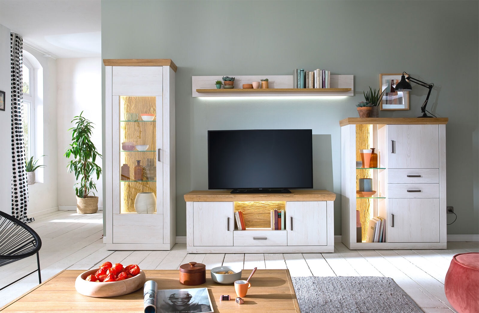 vito Wohnwand CALVA 350 x 205 cm Pinie Aurelio /Grandson Oak